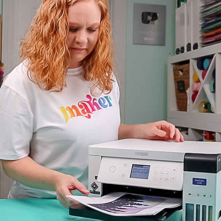 angie holden with sublimation printer