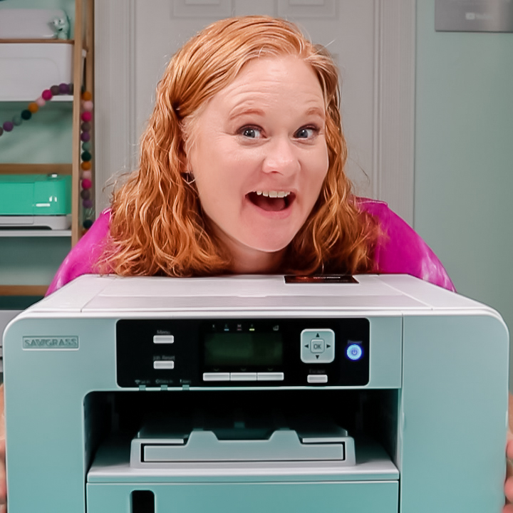 angie holden with sublimation printer